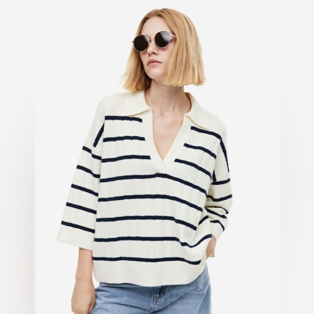 H&M Rib knit sweater with collar size S